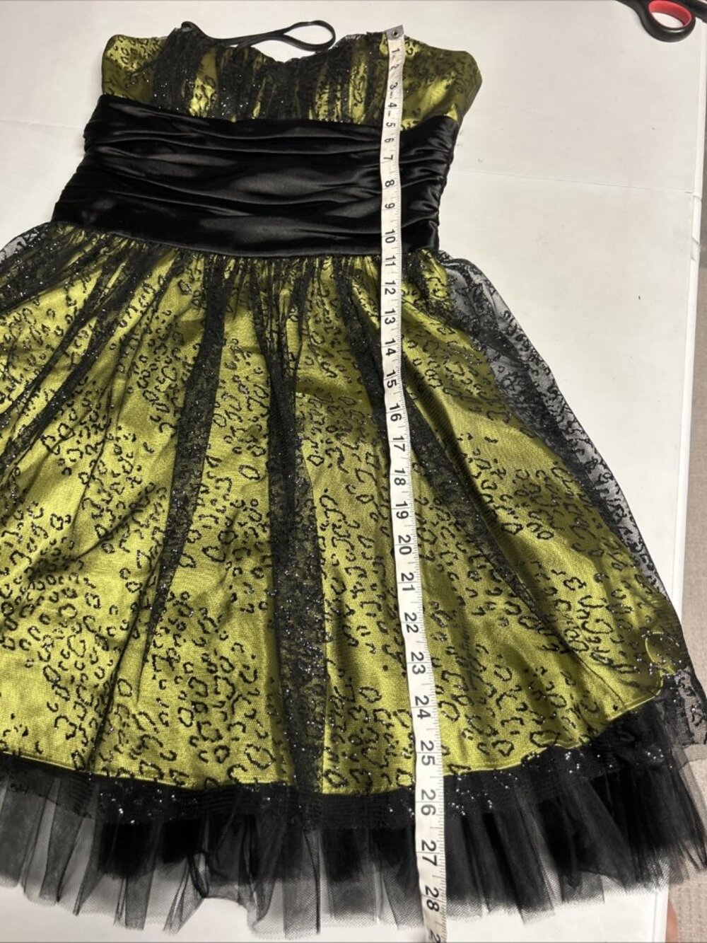 Y2K Fairy Short Semi Formal Dress Homecoming Morgan & Co. Size 3/4 Green Black - Picture 5 of 7